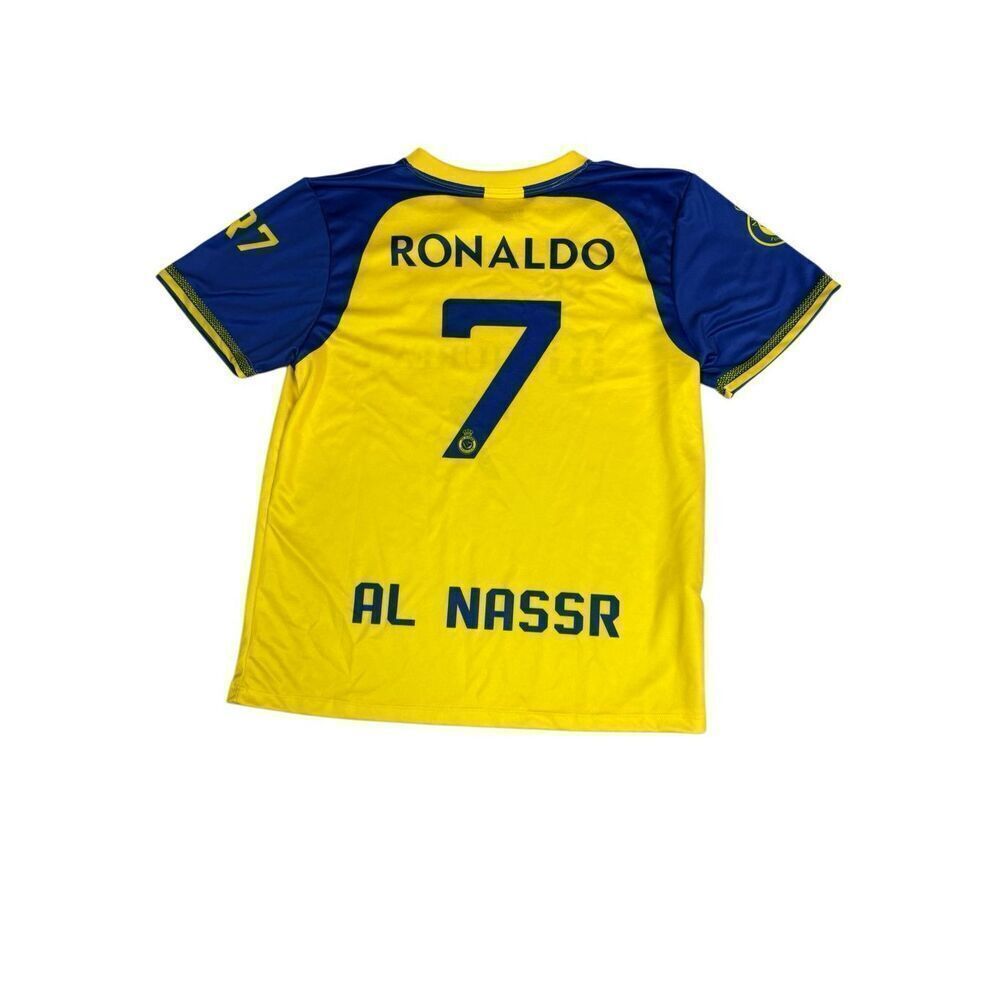 Cristiano Ronaldo Al Nassr FC Jersey CR7 #7 Yellow Blue Soccer Shirt M